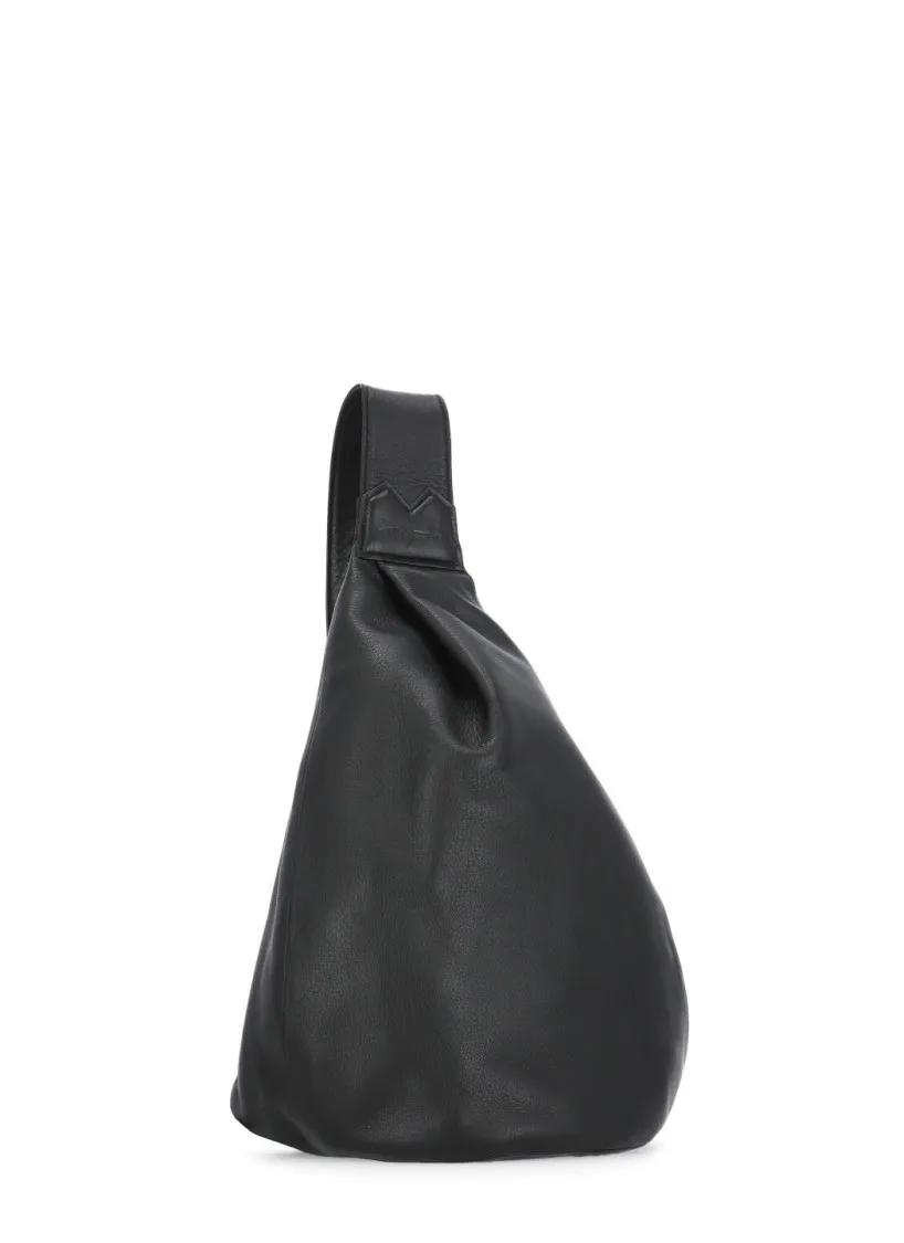 Discord X Yohji Yamamoto Rugzakken Slouchy Black Leather Shoulder Bag in zwart