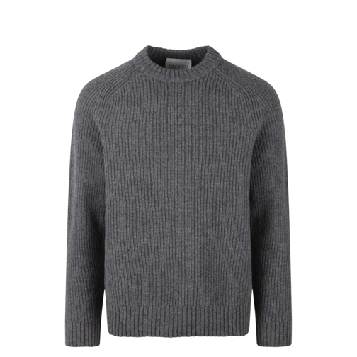 Closed Pullover Round Neck Sweater Grey