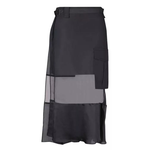Sacai Black Midi Skirt Black 