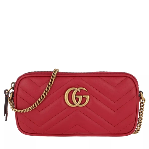 Gucci GG Marmont Crossbody Bag Leather Hibiscus Red Cross body-väskor