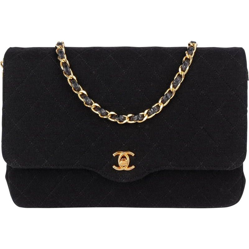 Chanel Tote Chanel Quilted Cotton 24K Gold Single Flap Shoulde schwarz