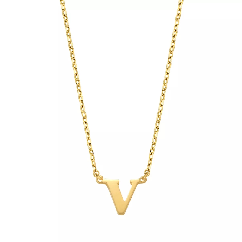 Isabel Bernard Collier moyen Le Marais Chloé 14 Karat Initial Necklace Letter V Gold