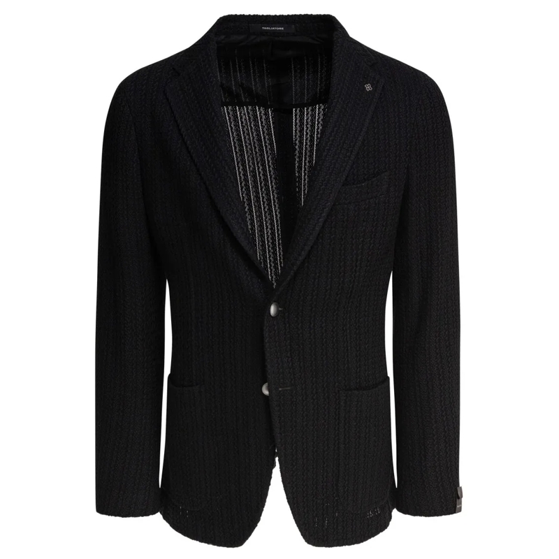 Tagliatore Blazer Textured Black Tailored Jacket Black