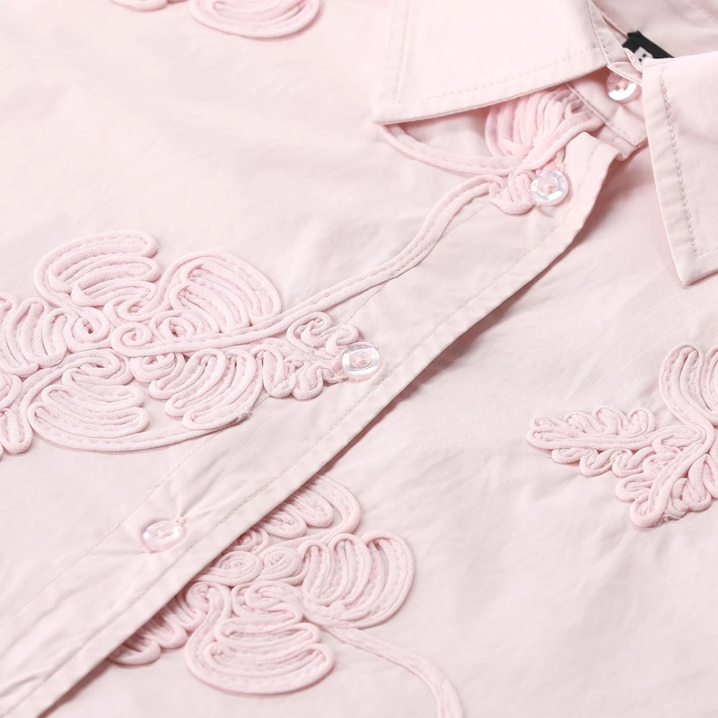 Rotate Chemisier Oversized Bluse mit Blumendetails pink(Image 3)