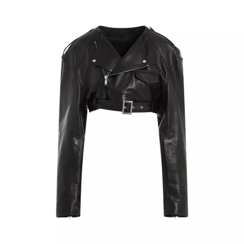 Rick Owens Micro Biker Black Lamb Leather Jacket Black 