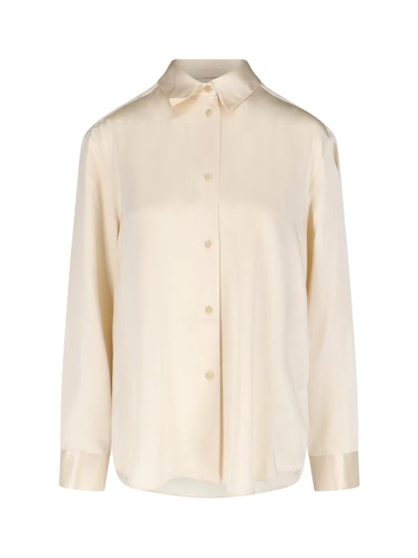 Thumbnail - Khaite - Panna Silk Shirt With Classic Collar And Curved He - Größe 6 - beige