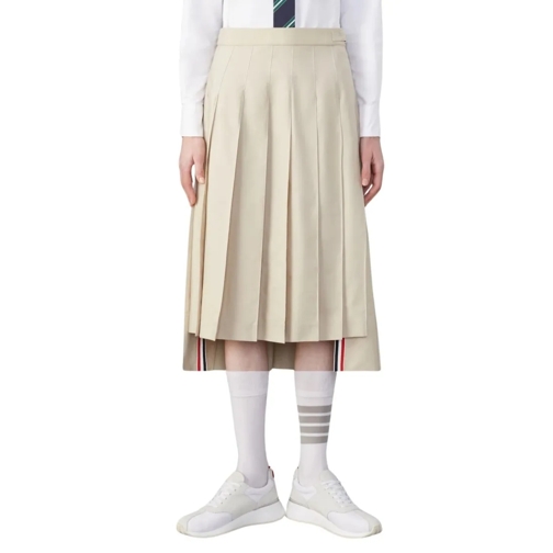 Thom Browne Back Pleated Skirt Neutrals Midi-kjolar