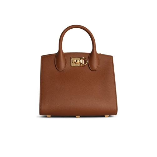 Salvatore Ferragamo Box Mini Bag In Brown Leather Brown Borsetta a tracolla