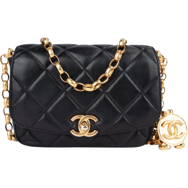 Chanel Tote Chanel Quilted Lambskin Mini Coin Single Flap Cros schwarz