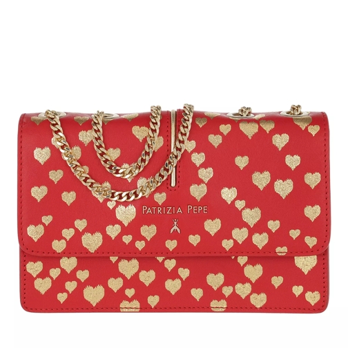 Patrizia Pepe Glitter Crossbody Bag Red/Gold Hearts Crossbody Bag