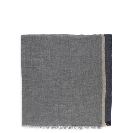 Brunello Cucinelli Colorblock Cashmere And Silk Scarf Grey Leichter Schal