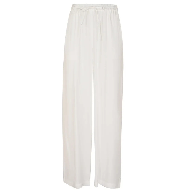 P.A.R.O.S.H.  Wide-Leg Silk Pants With Elastic Waistband White