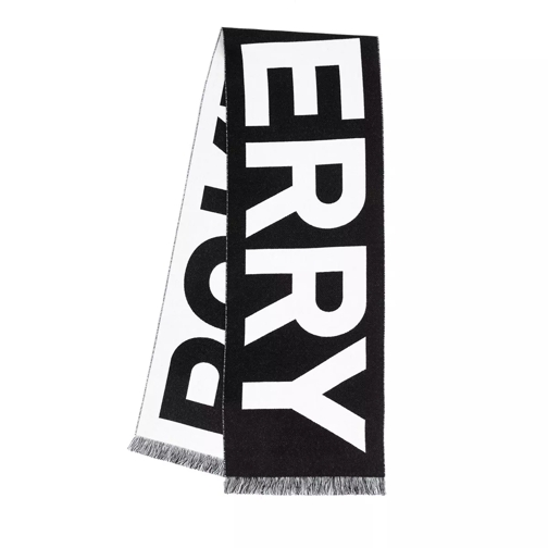 Burberry Text Football Scarf Black Wollen Sjaal
