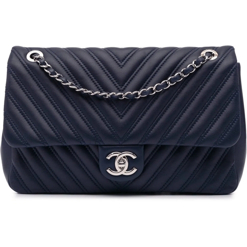 Chanel Schultertasche 2015-2016 Jumbo Double Stitch Chevron Lambskin Sin blau