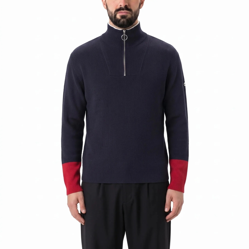 AMI Paris Pullover Troyer aus Merinowolle blau(Image 2)