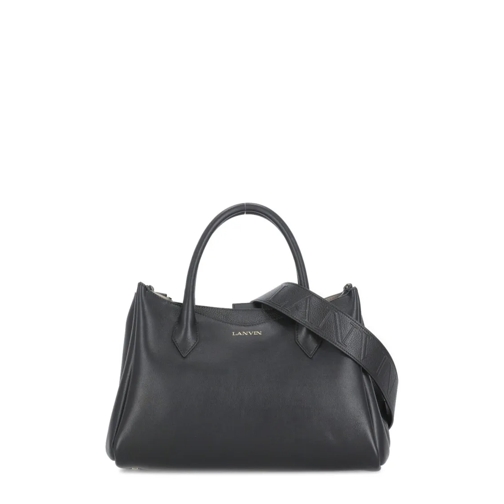 Lanvin Leather Bag With Logo Black Tote