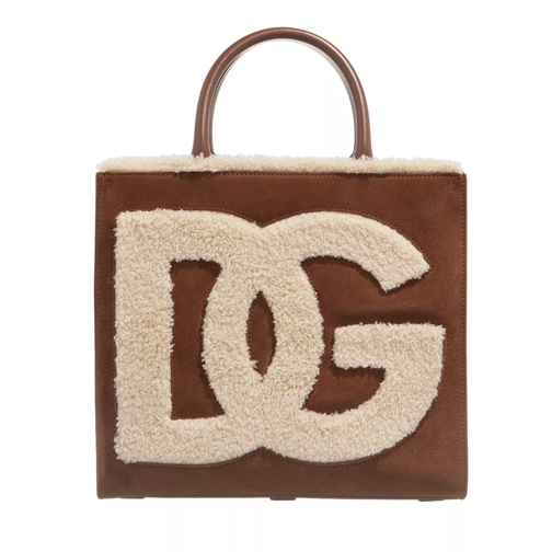 Dolce&Gabbana Small DG Daily Shopper Brown Rymlig shoppingväska