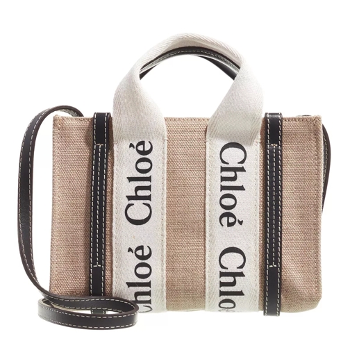 Chloé Mini Woody Tote Bag Beige/Black Minitasche