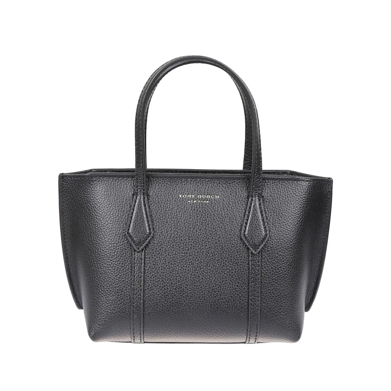 Tory Burch Fourre-tout Perry Black Hammered Leather Shoulder Bag Black