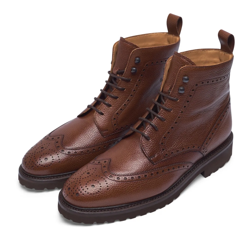 Henry Stevens Schnürstiefel Der handgemachte Winston Full-Brogue Derby Boot in mittel-braun(Image 2)