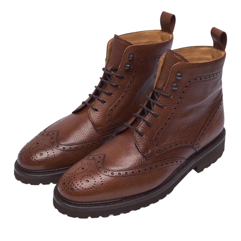 Henry Stevens Schnürstiefel Der handgemachte Winston Full-Brogue Derby Boot in mittel-braun(Image 4)