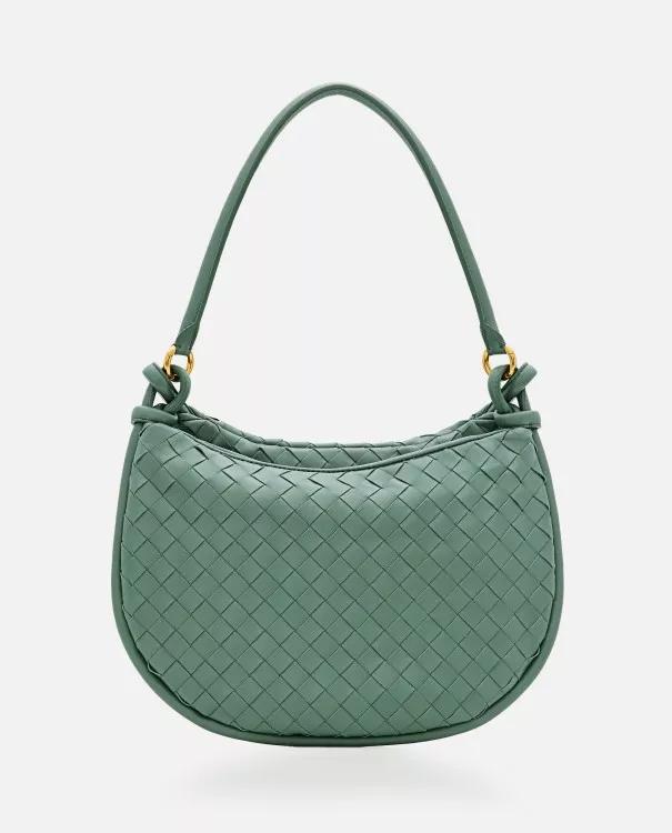 Bottega Veneta Shoppers Gemelli Small Leather Shoulder Bag in groen