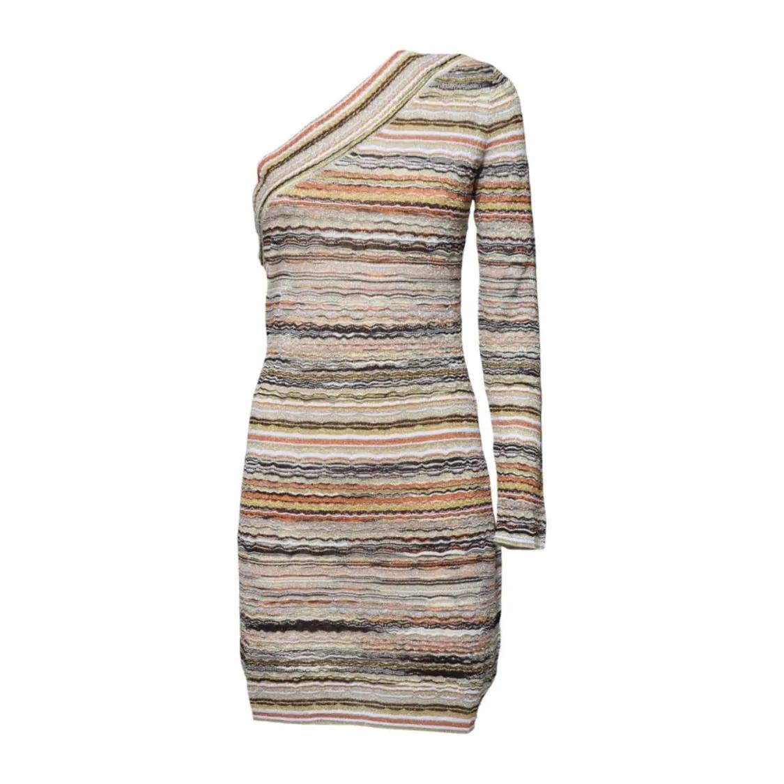 Thumbnail - Missoni - One Shoulder Mini Dress In Orange Lamé Viscose - Größe 42 - bunt