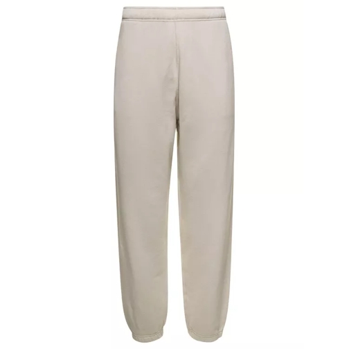 Stone Island White Jogger Pants With Contrasting Logo Embroider White 