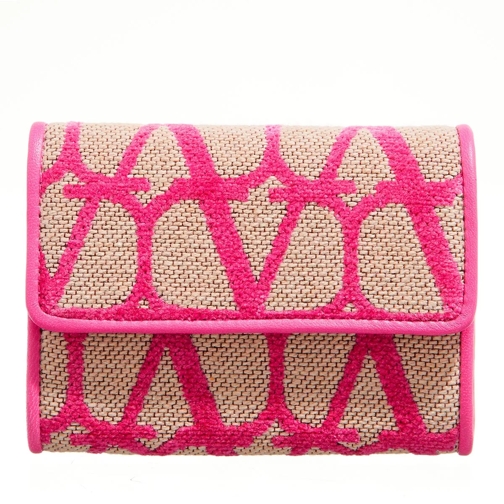 Valentino Garavani Card Holder Sculpture Natural/Pink Tvåveckad plånbok