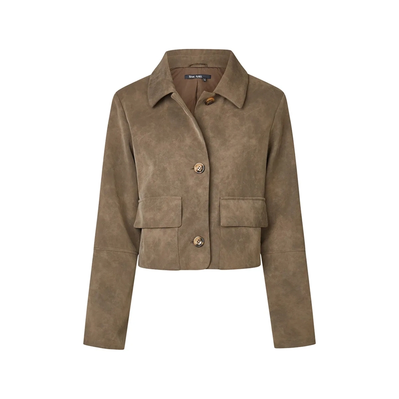 Marc Aurel Hemdjacke Jacke- aufgesteppte Tasche mit Patten- cropped beige