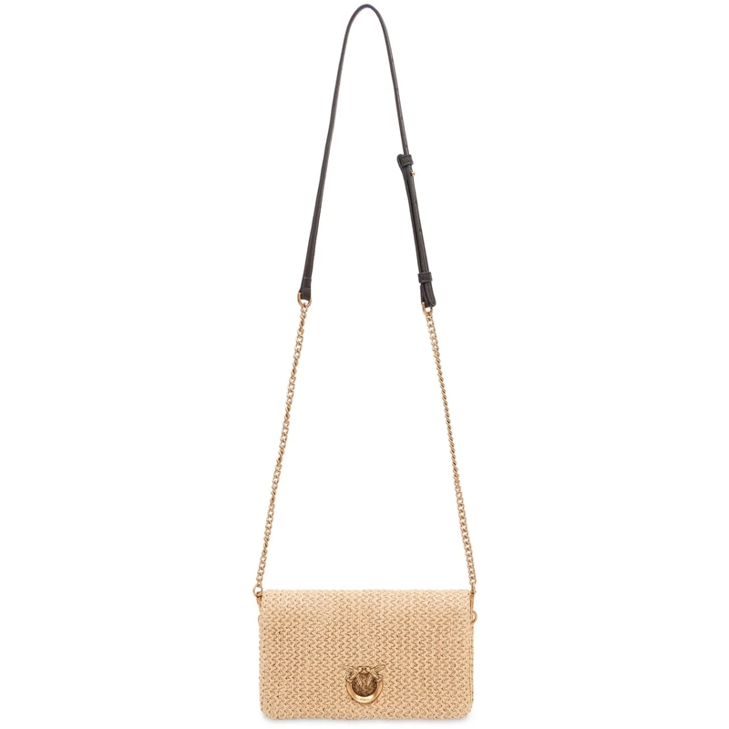 Pinko Schultertasche Borsa Click Soft con Patta e Trama Intrecciata beige(Image 2)