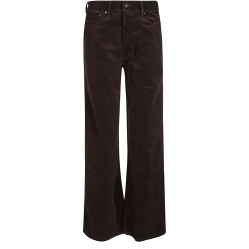 Mother Magere Been Jeans The Ditcher Roller Zip Sneak Jeans Brown schwarz