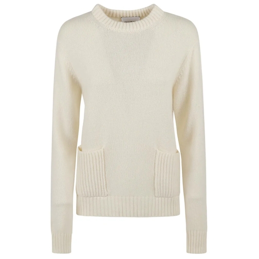 Kujten Pullover Ivory White Cashmere Crew Neck Sweater Grey