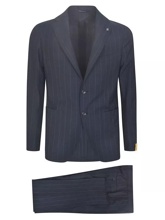 Tagliatore - Navy Blue Virgin Wool Pinstripe Pattern Blazer - Größe 46 - blue