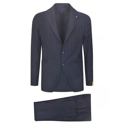 Tagliatore Navy Blue Virgin Wool Pinstripe Pattern Blazer Blue 