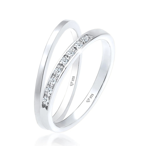 Elli Ring Basic Memoire Diamant (0.04 ct) 2er Set 925 S silber Diamantring