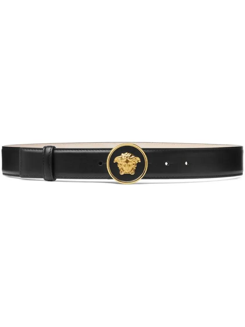 Versace Gürtel - Black Medusa-Buckle Belt - Gr. 90 - in Schwarz - für Damen