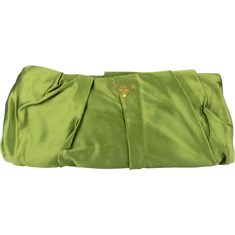 Prada Tote Prada Pleated Felce Satin Pochette Accessoires Clu grün