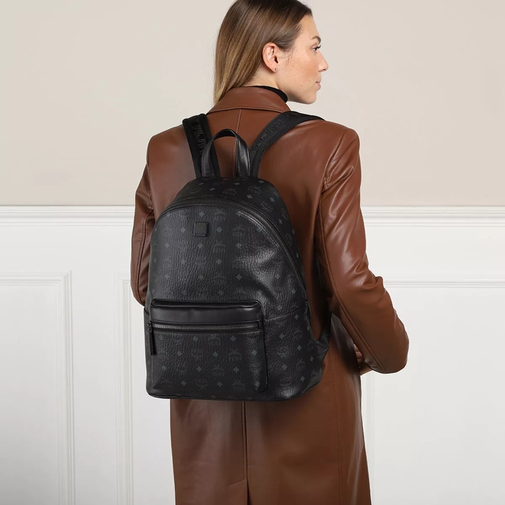 Mcm backpack black medium hot sale