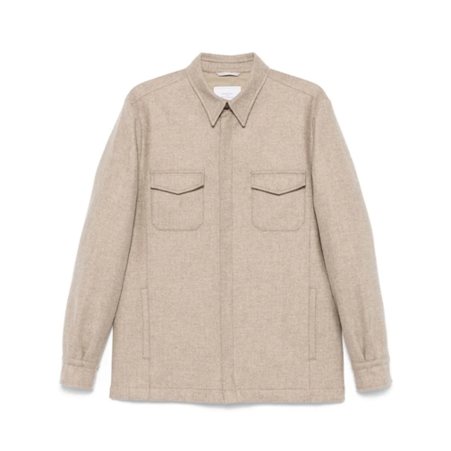 Boglioli Overgangsjas Taupe Wool Shirt Jacket Brown