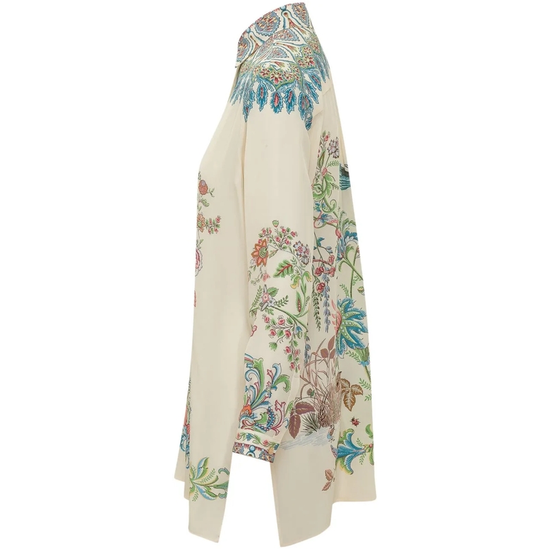 Etro Chemisier Camicia Lunga con Stampa Floreale weiß(Image 3)
