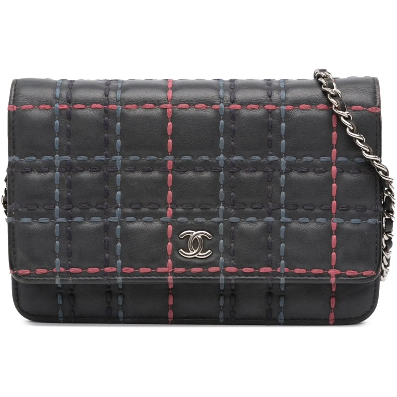 Chanel Sac à bandoulière CC Square Stitched Calfskin Wallet on Chain blau