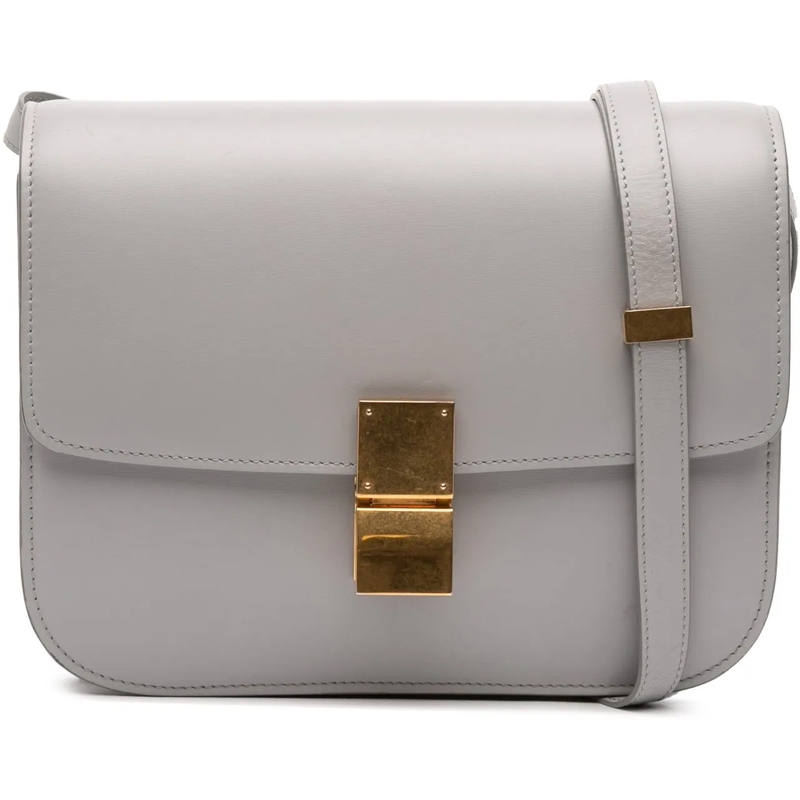 Celine Schultertasche Medium Calfskin Classic Box grau