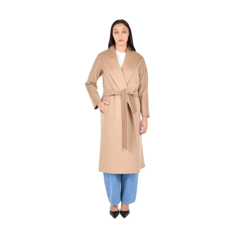Max Mara Overgangsmantel Camel Wrap Coat With Matching Waist Belt Neutrals