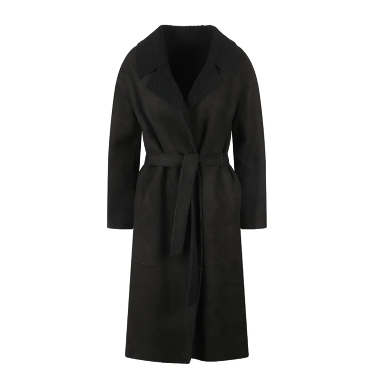 Salvatore Santoro Suede Long Coat Black Ubergangsmantel