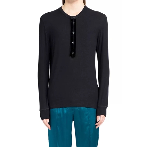 Tom Ford Knit Cut And Sewn Henley T-Shirt Black 