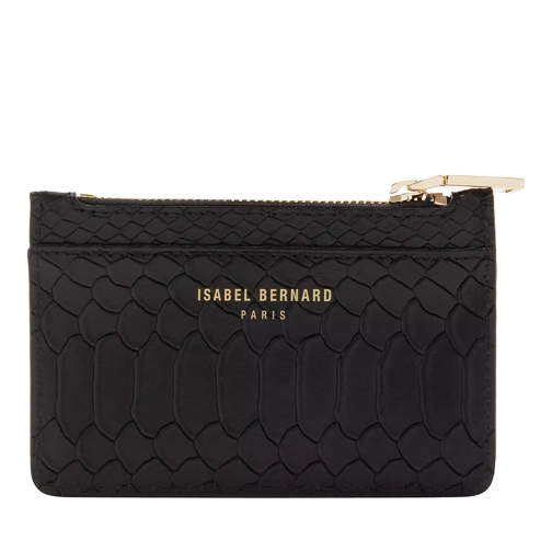 Isabel Bernard Honoré Aveline Black Calfskin Leather Card Holder With Snake Print Korthållare