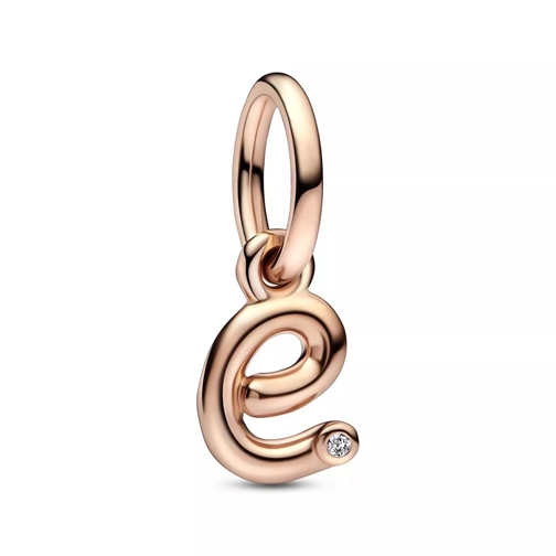 Pandora Letter e 14k rose gold-plated dangle with clear cubic zirconia Ciondolo