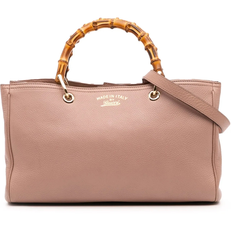 Gucci Sac à bandoulière Medium Calfskin Bamboo Shopper Satchel rose