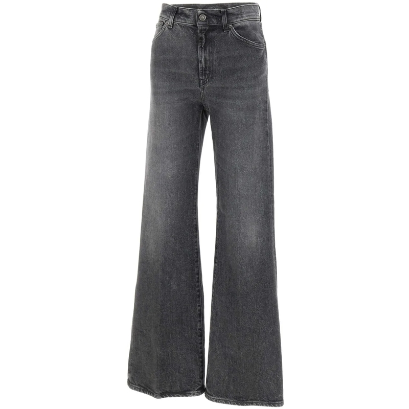 Dondup Jeans mit geradem Bein Wide-Leg Jeans In Vintage Black Wash With Iconic L Grey